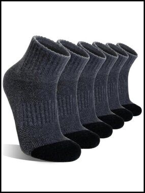 Merino Wool Quarter Ankle Socks Thick Cushion Hiking Running Thermal Men